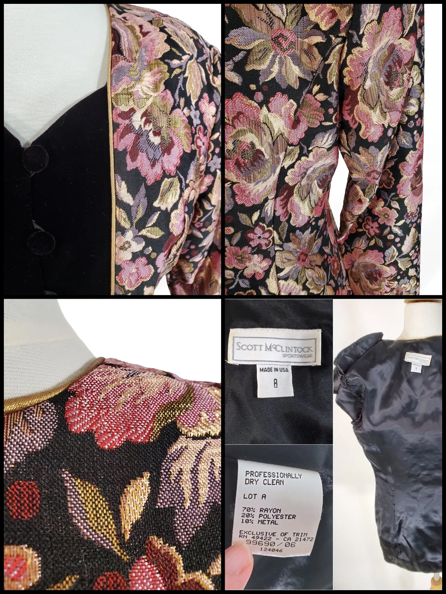 80s Scott McClintock Brocade and Velvet Jacket - sm, med