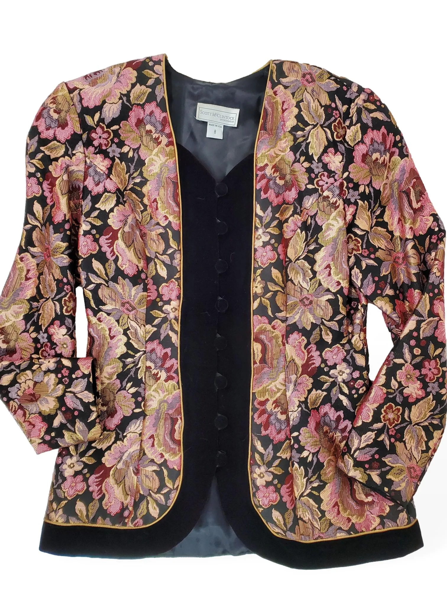 80s Scott McClintock Brocade and Velvet Jacket - sm, med