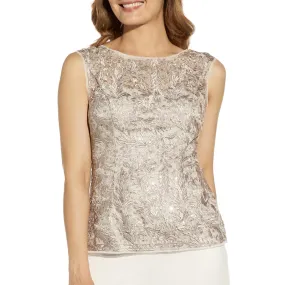 Adrianna Papell Womens Lace Sleeveless Blouse