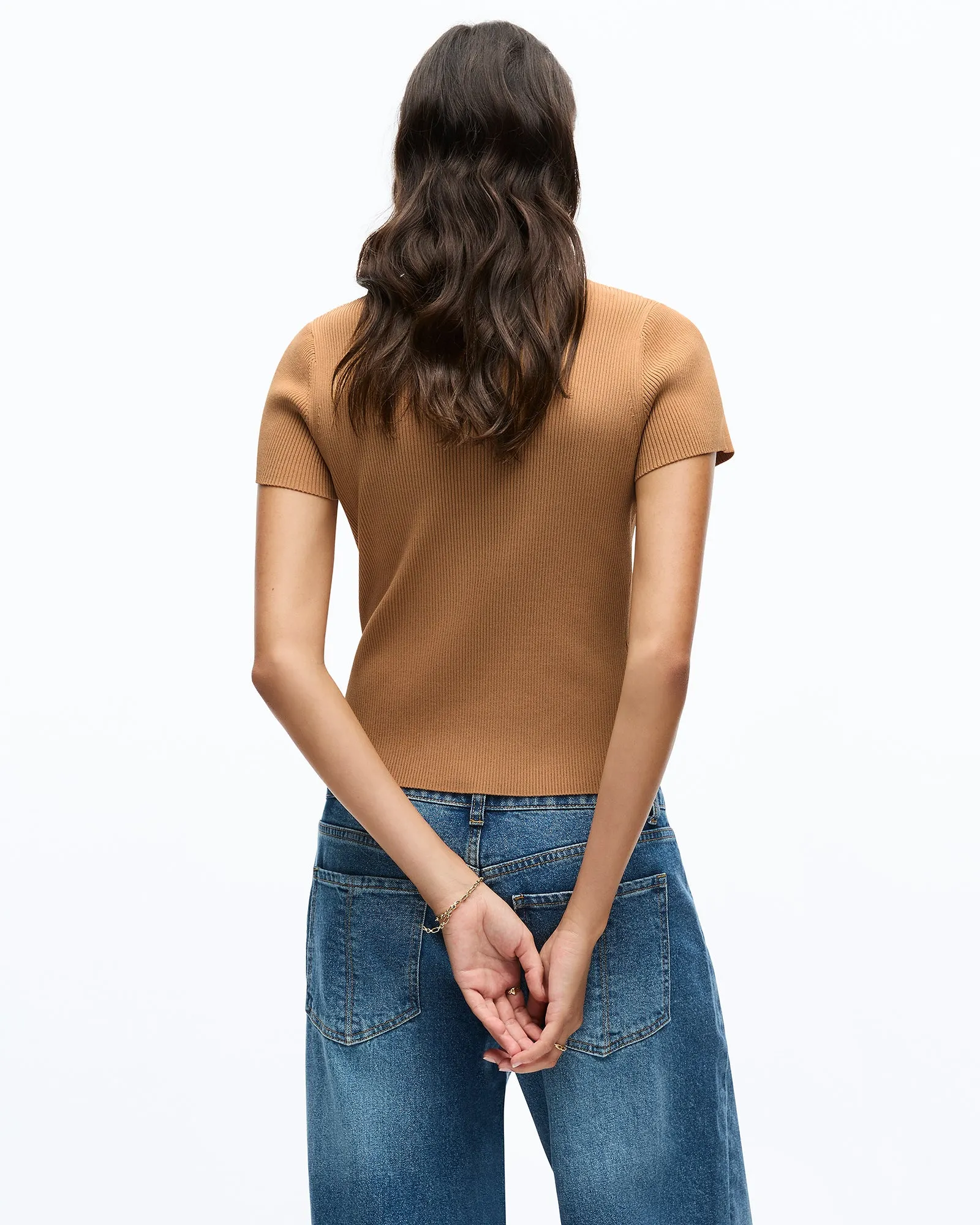 AGNES KNIT TEE - CARAMEL