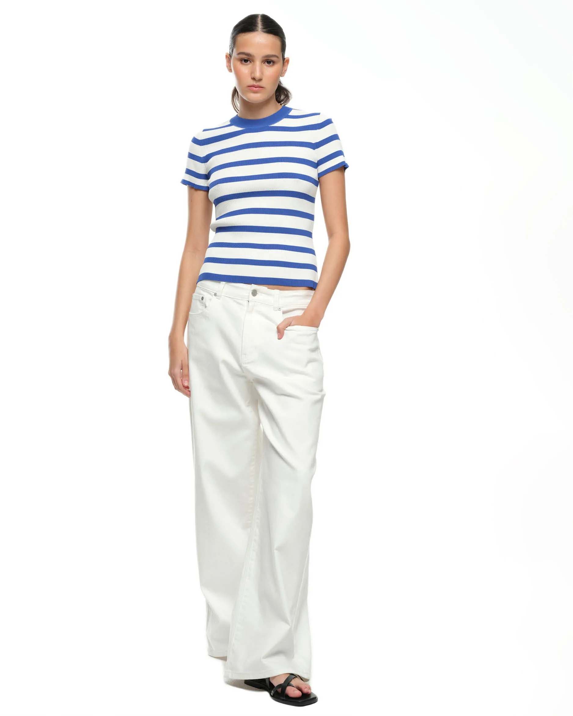 AGNES KNIT TEE - COBALT STRIPE