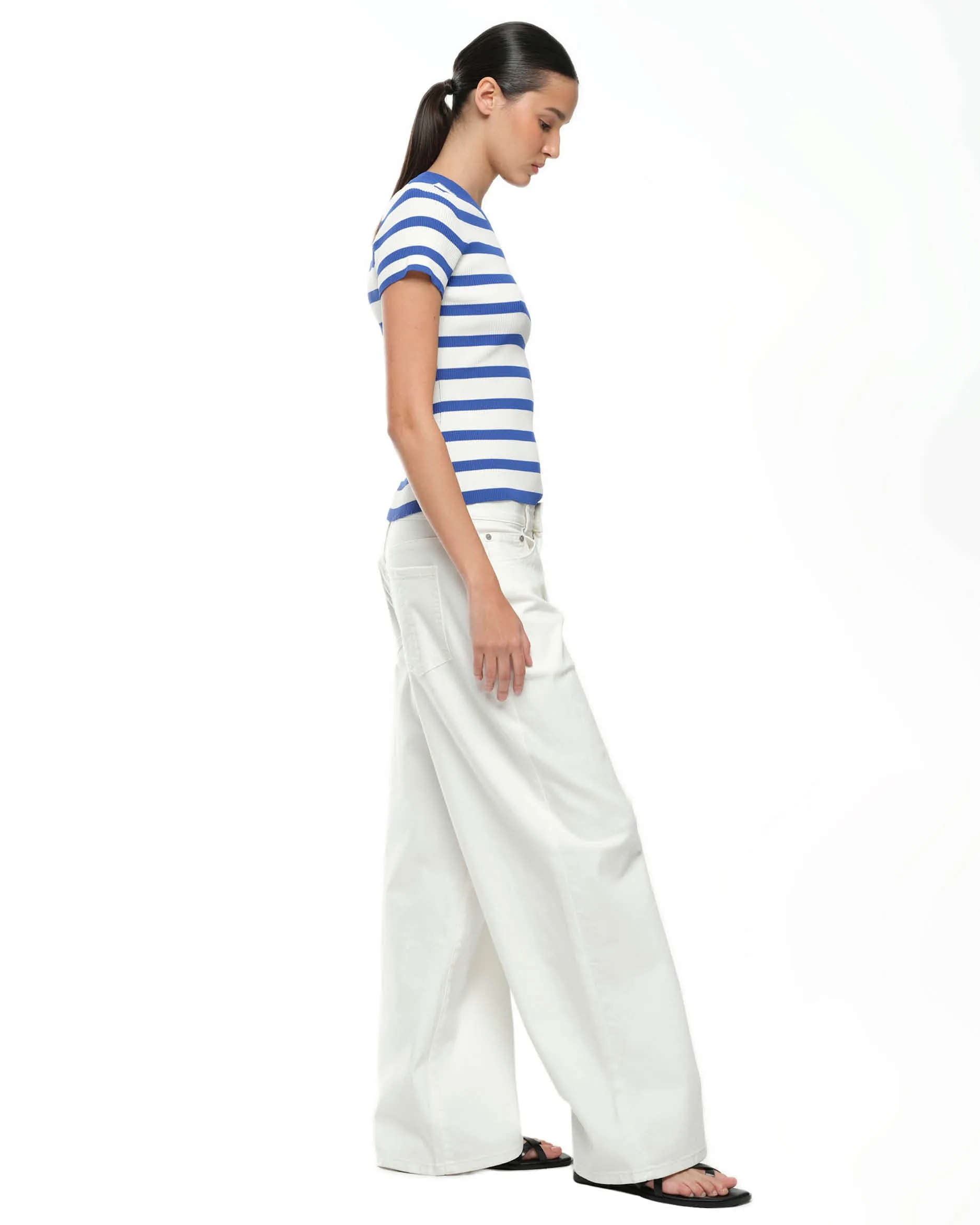 AGNES KNIT TEE - COBALT STRIPE