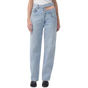 Agolde Womens Organic Cotton High Rise Wide Leg Jeans