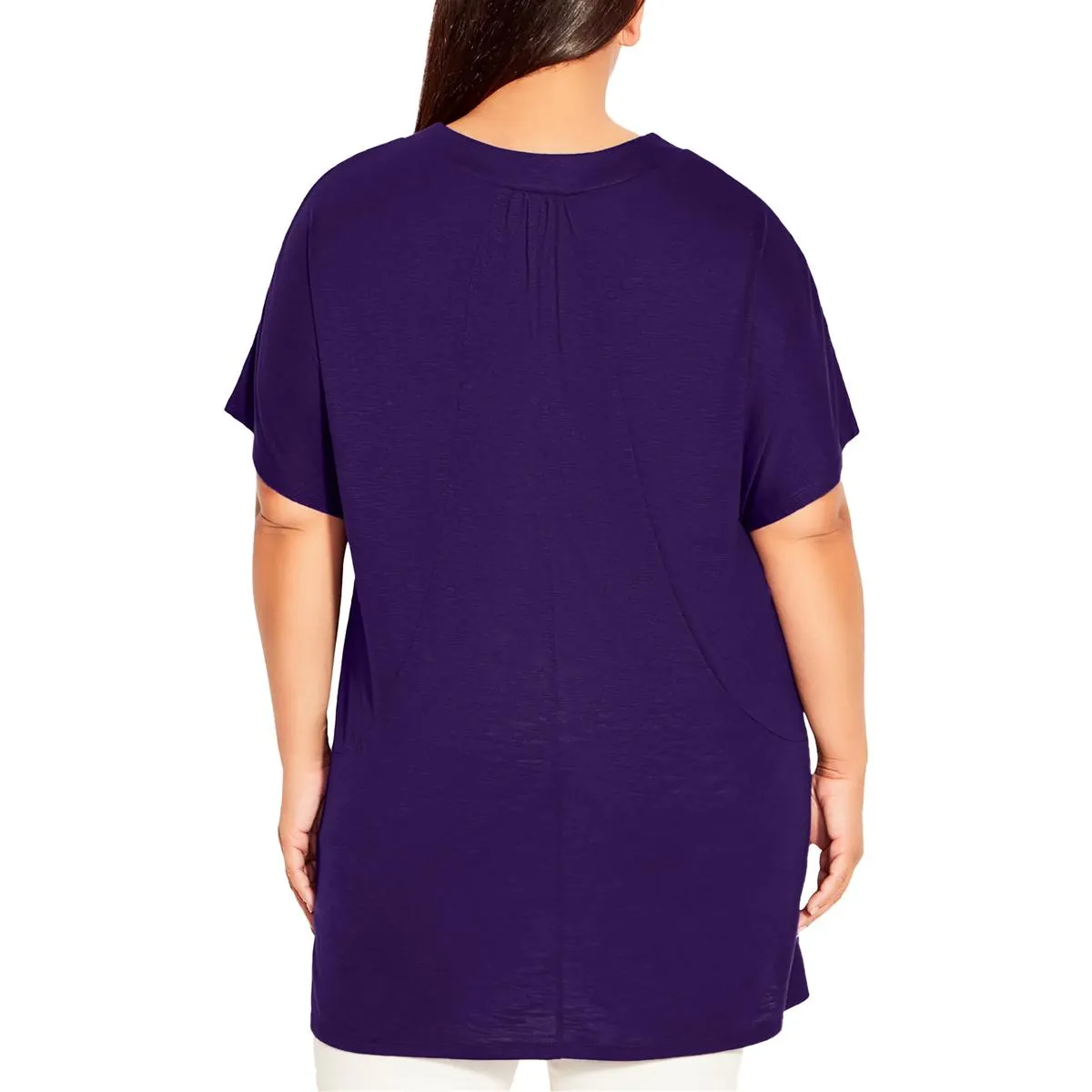 Avenue Womens Plus Short Sleeve V-Neck Tunic Top