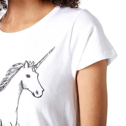 Basic Unicorn Illustration Print Graphic Tee in White | DOTOLY