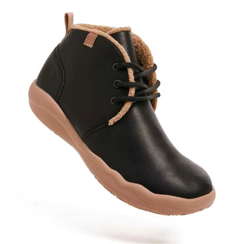 Bilbao Black Split Leather Lace-up Boots Women