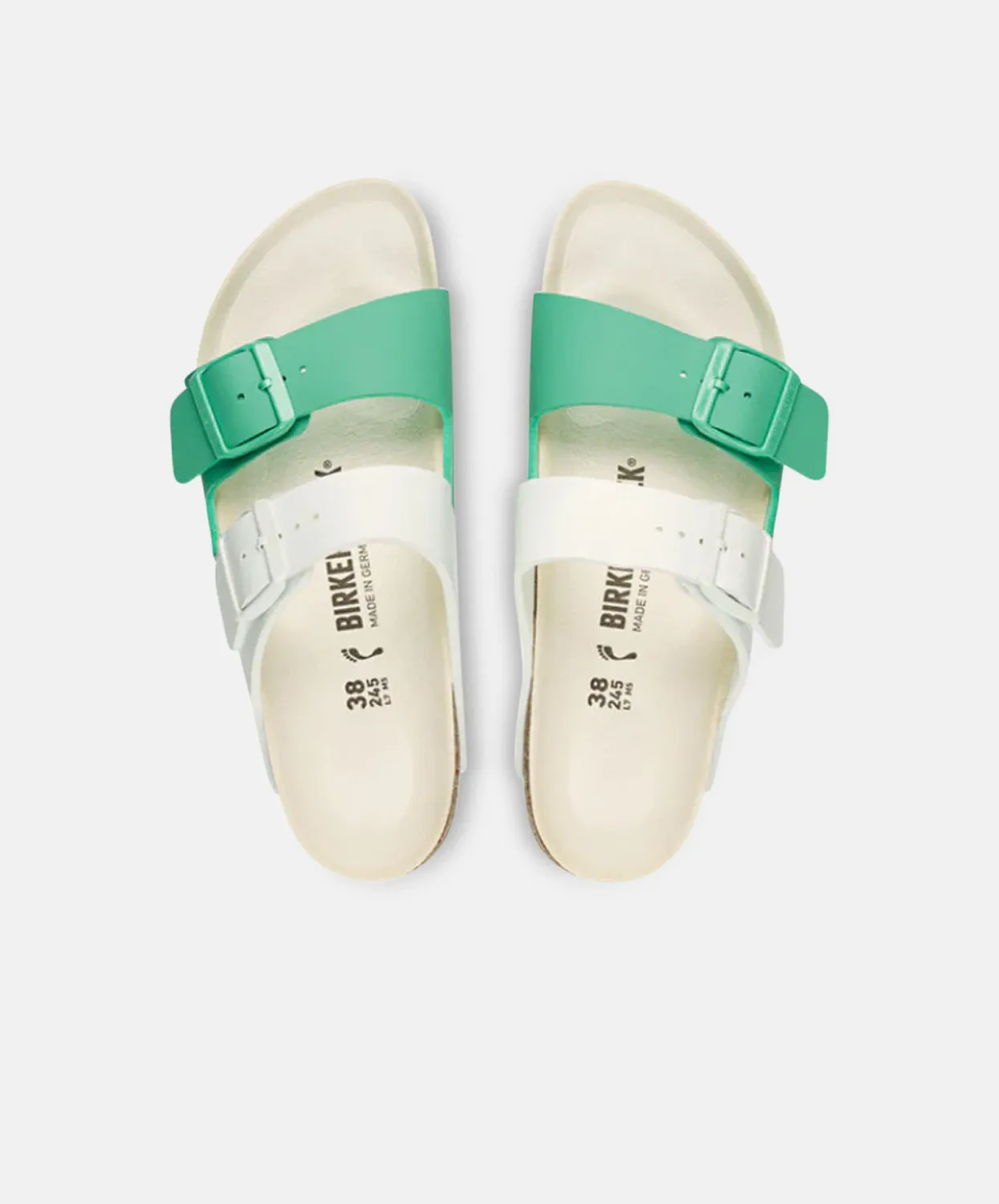 Birkenstock Arizona Split Birko-Flor White/Bold Jade Sandals