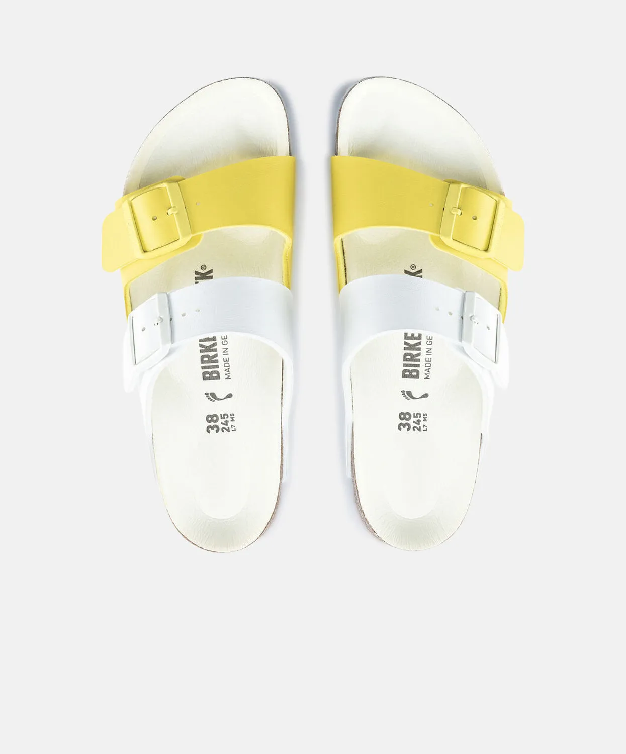 Birkenstock Arizona Split Birko-Flor White/Sour Lime Sandals