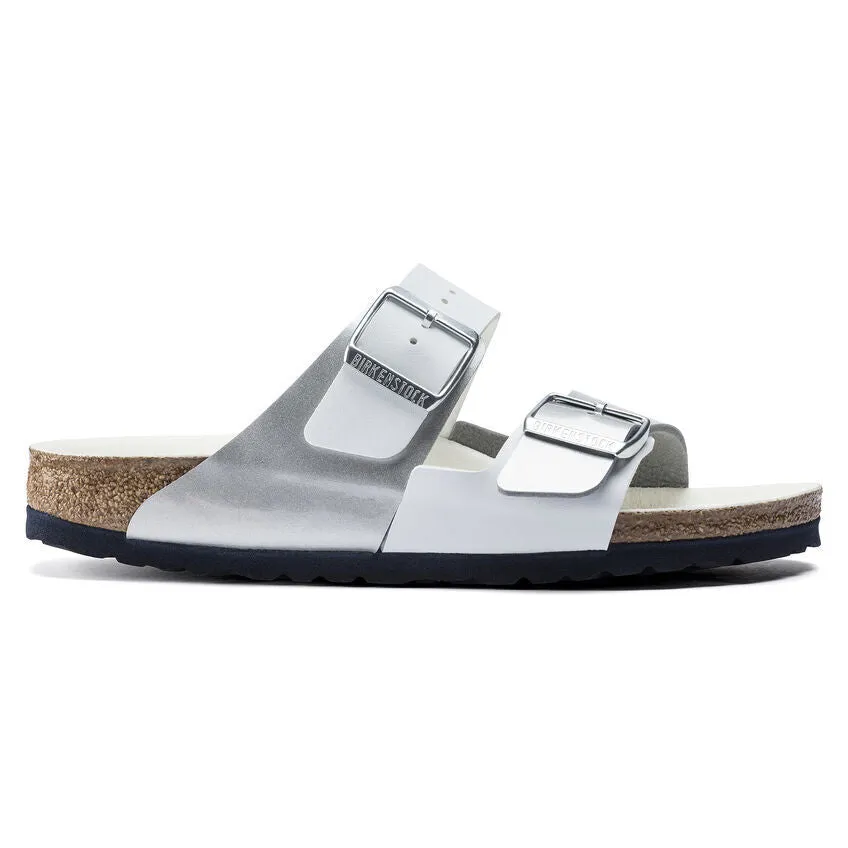 Birkenstock Arizona Women's Split Birko Flor (White Silver - Narrow Fit)