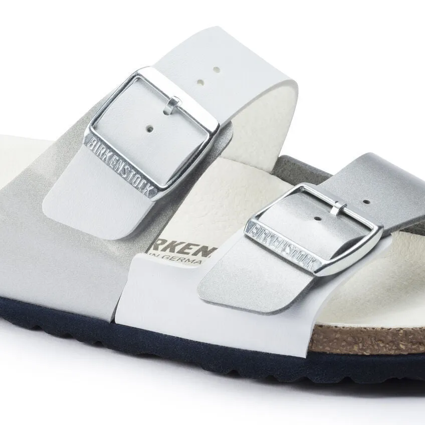 Birkenstock Arizona Women's Split Birko Flor (White Silver - Narrow Fit)