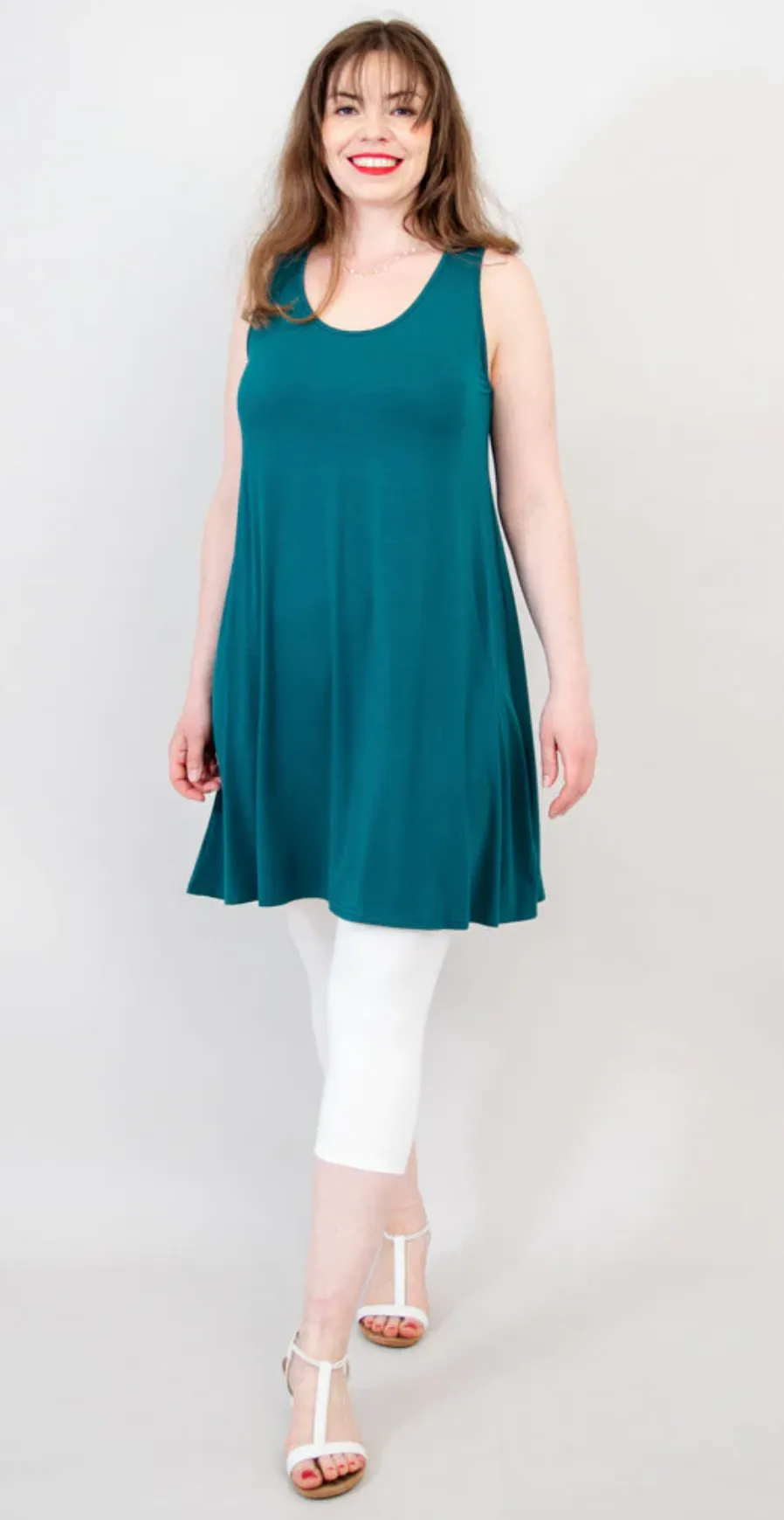 Blue Sky Spirit tunic dress, bamboo sleeveless solid