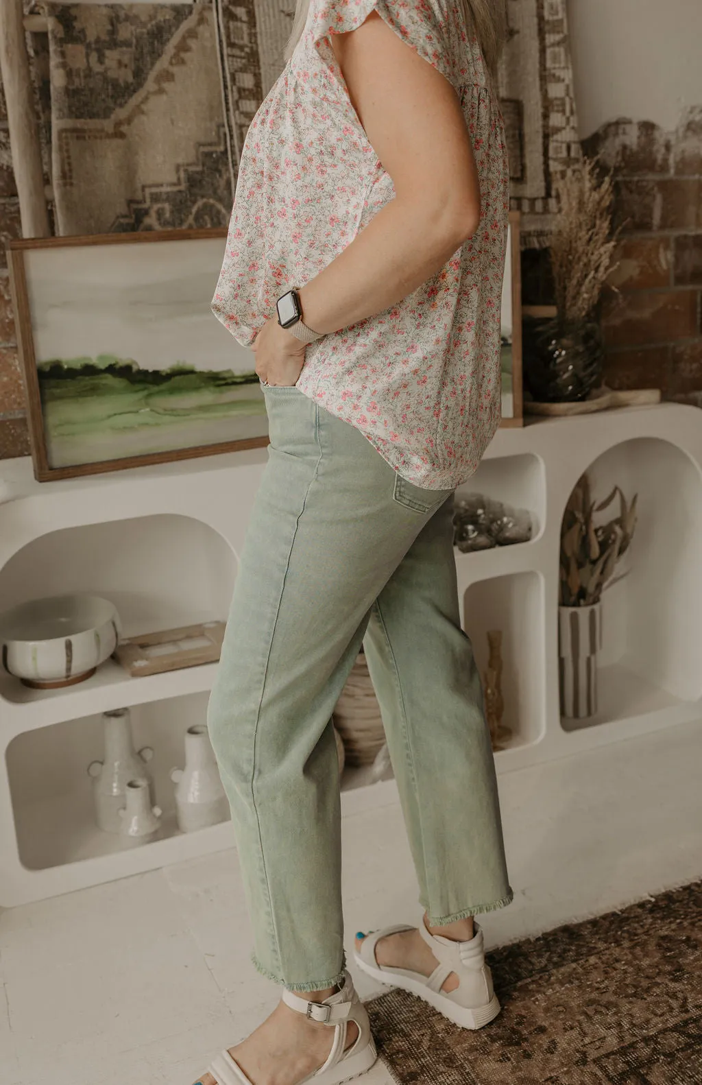 CINDI ACID WASHED HIGH WAIST PANTS 3 COLOR OPTIONS