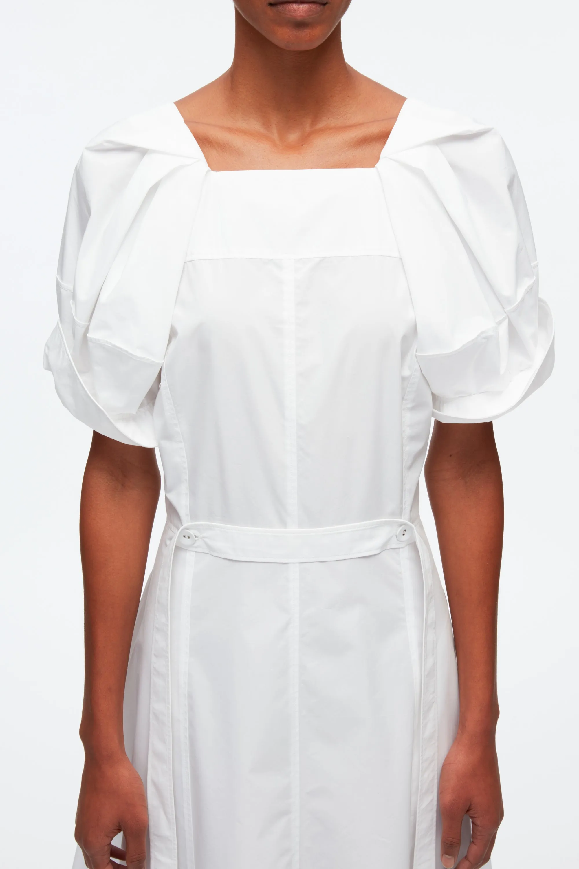 Collapsed Bloom Short Sleeve Belted Dress