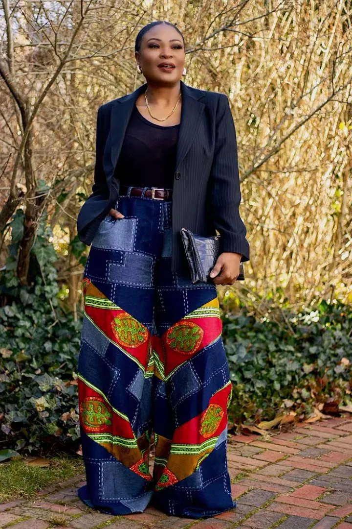 Denim and Ankara Wide leg | Pants