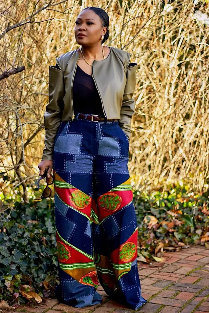 Denim and Ankara Wide leg | Pants