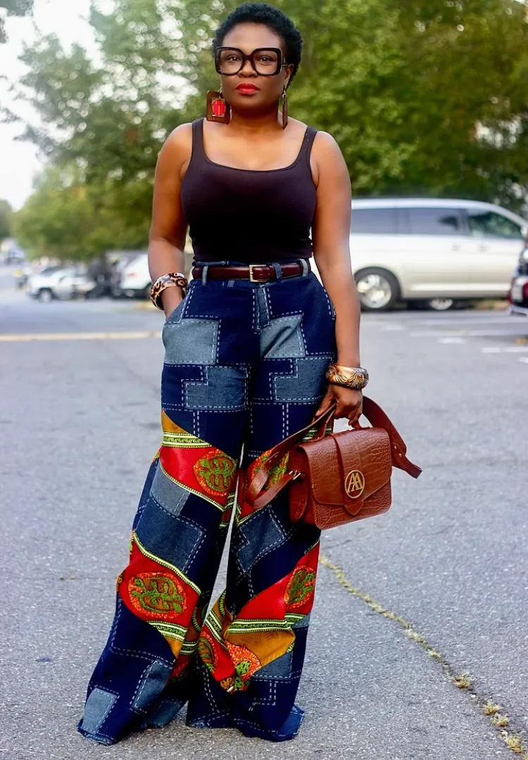 Denim and Ankara Wide leg | Pants