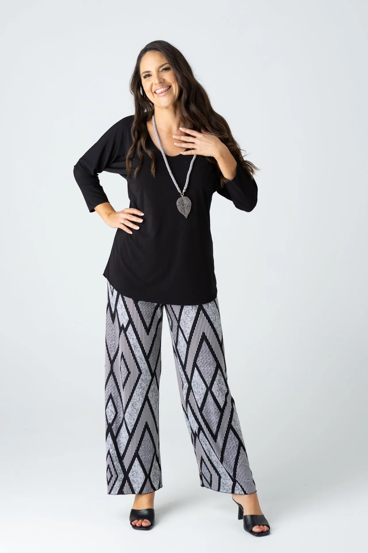 Diamonds Wide Leg Jersey Palazzo Pants