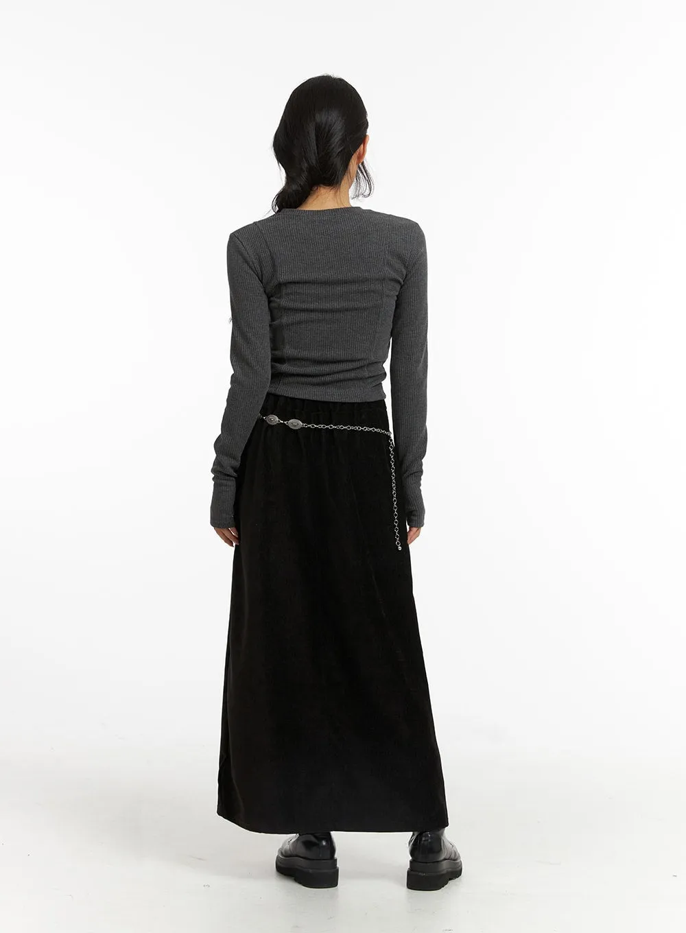 Drawstring Waist Maxi Skirt CJ417