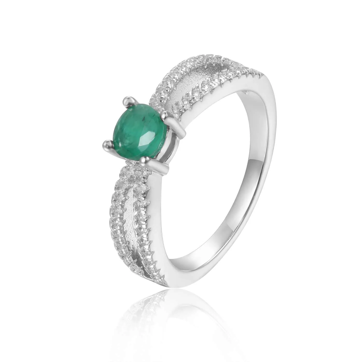 Emerald Split Band Engagment Ring