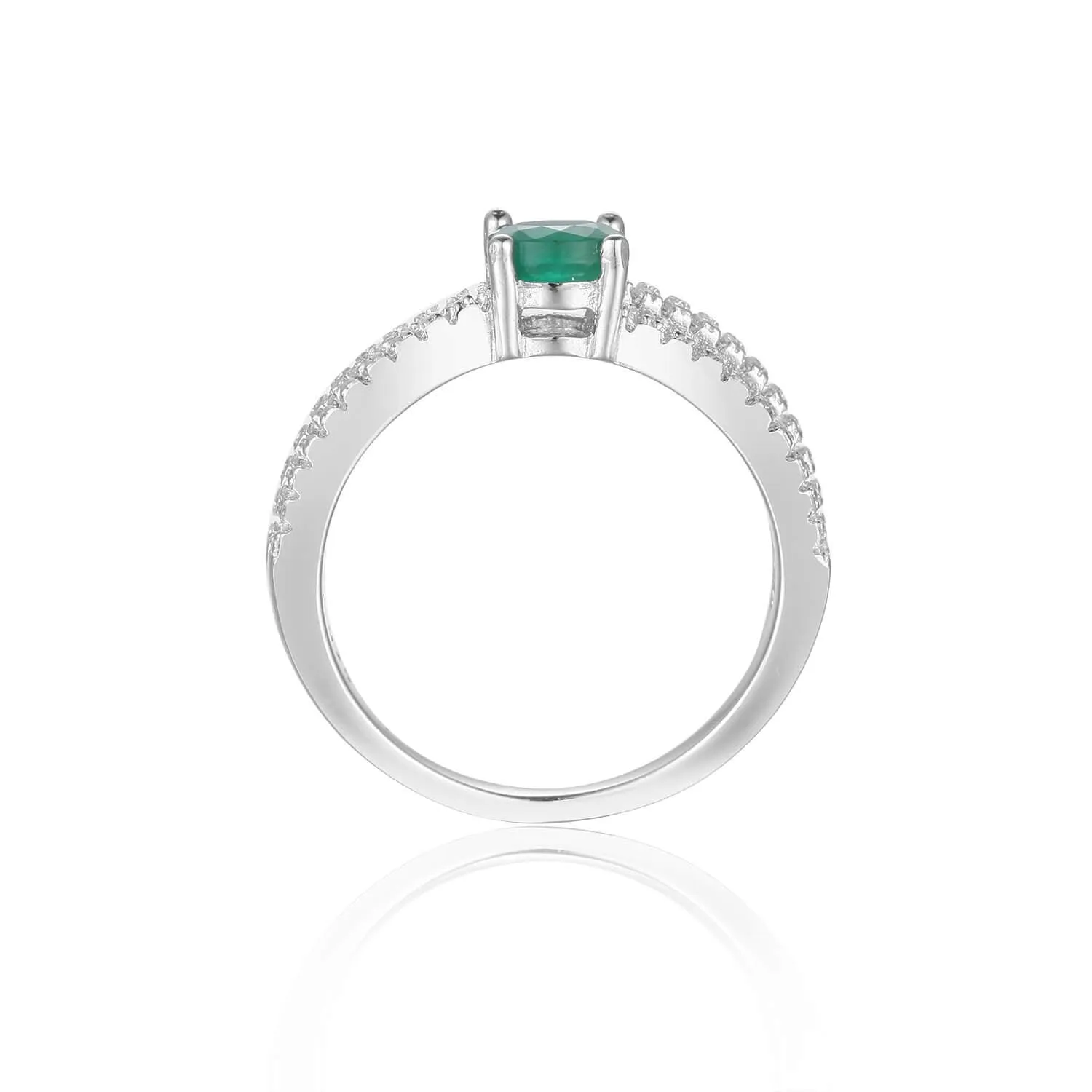 Emerald Split Band Engagment Ring