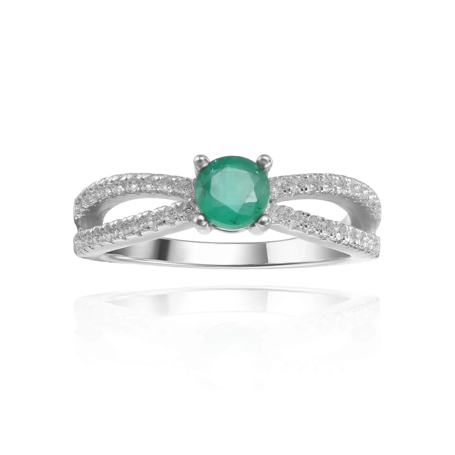 Emerald Split Band Engagment Ring