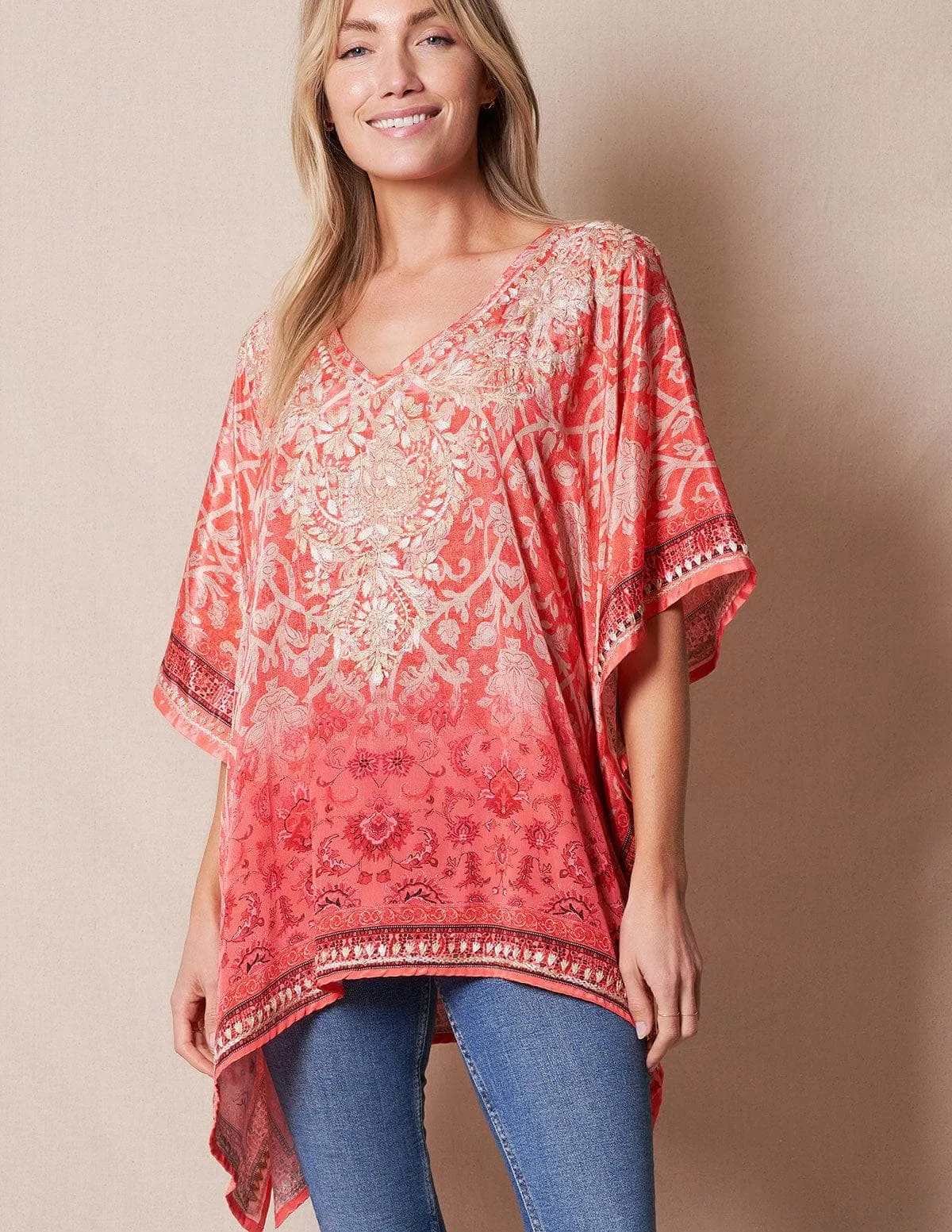 Fair Trade Flowy Tunic - Hibiscus