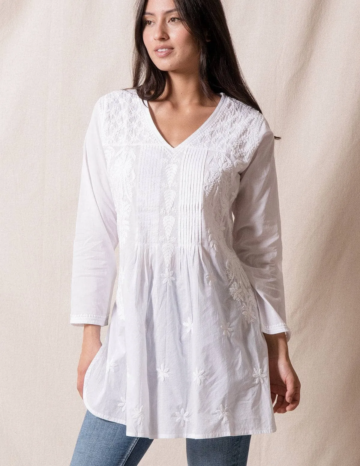 Fair Trade Kamala Tunic - White - As-Is-Clearance