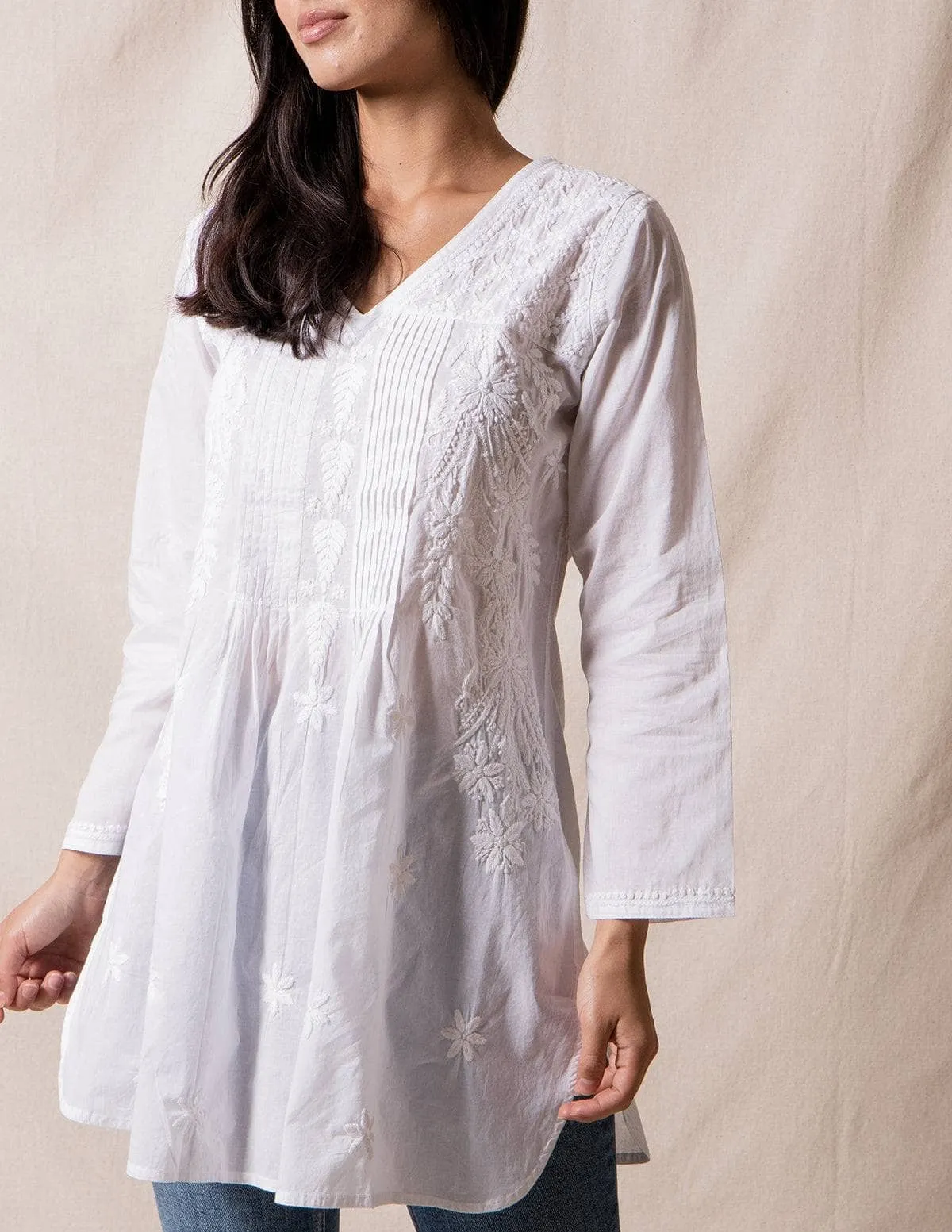 Fair Trade Kamala Tunic - White - As-Is-Clearance