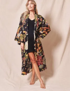 Fair Trade Kimono Robe - Black - As-Is-Clearance