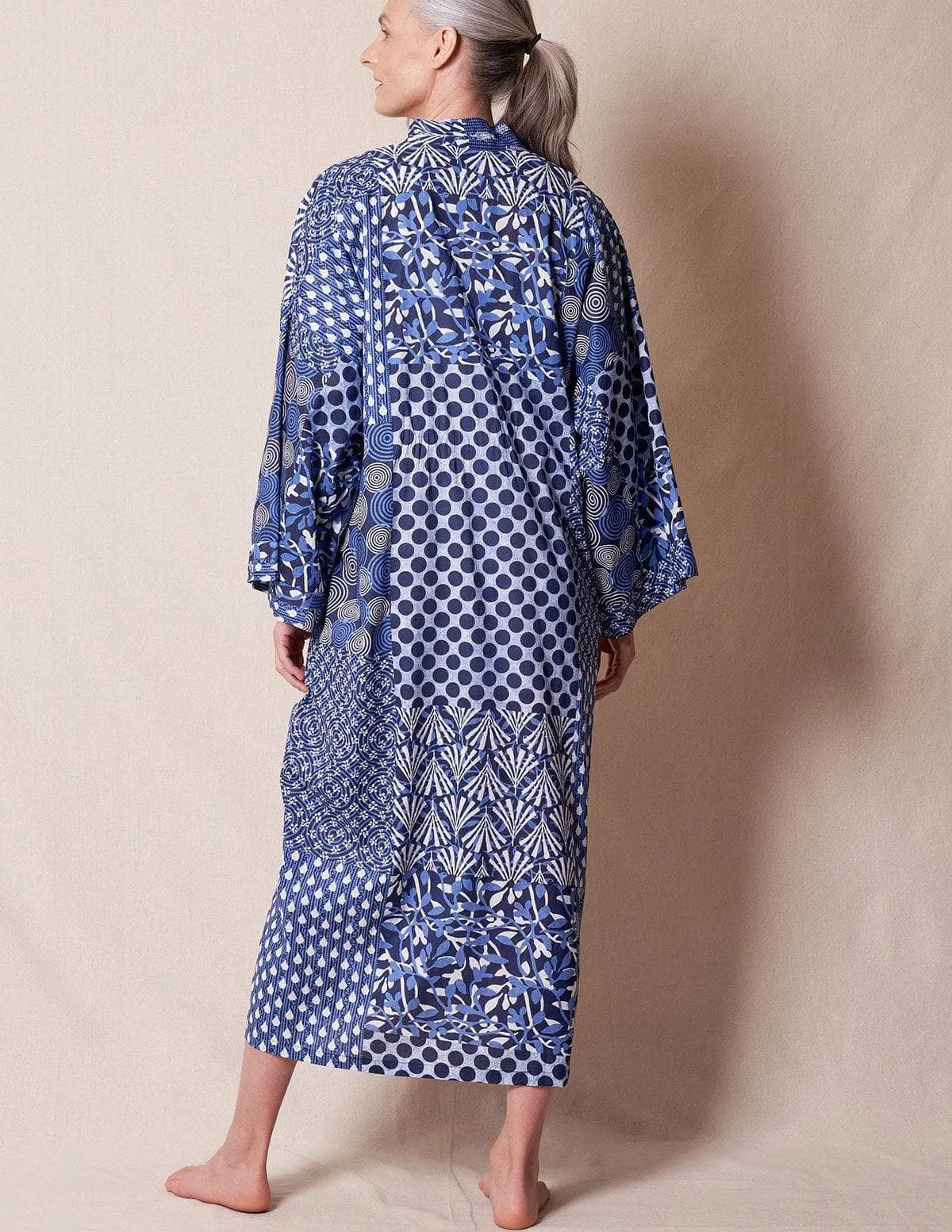 Fair Trade Kimono Robe - Indigo