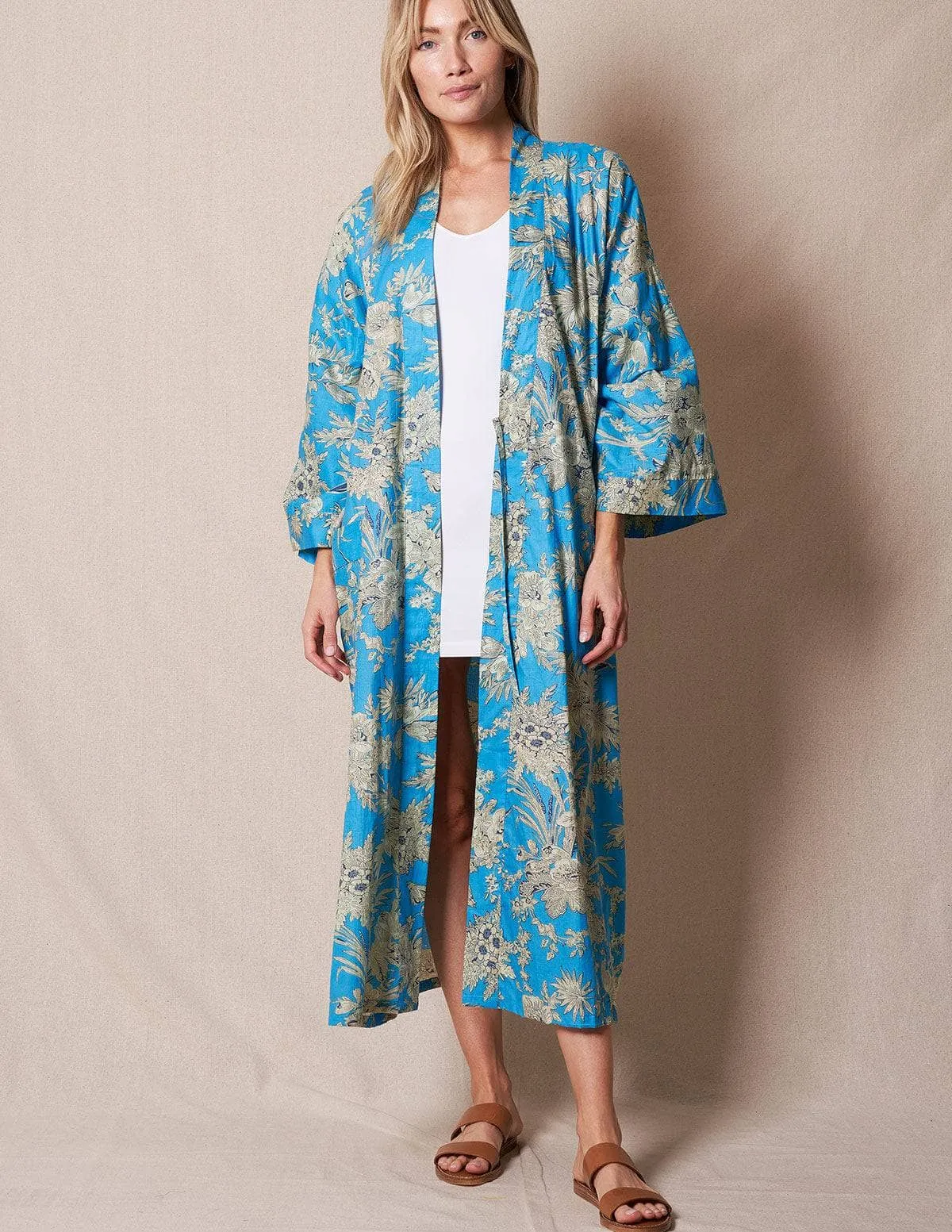 Fair Trade Kimono Robe - Turquoise