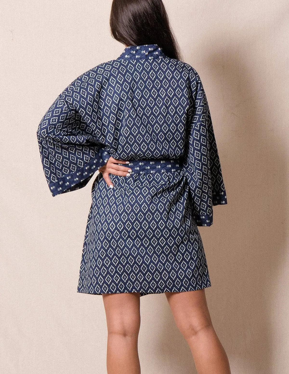 Fair Trade Short Kimono- Indigo - As-Is-Clearance