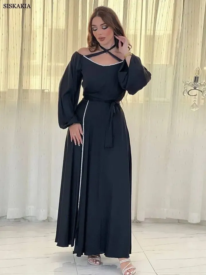 Fashion Satin Muslim Dress For Women XL S5052178