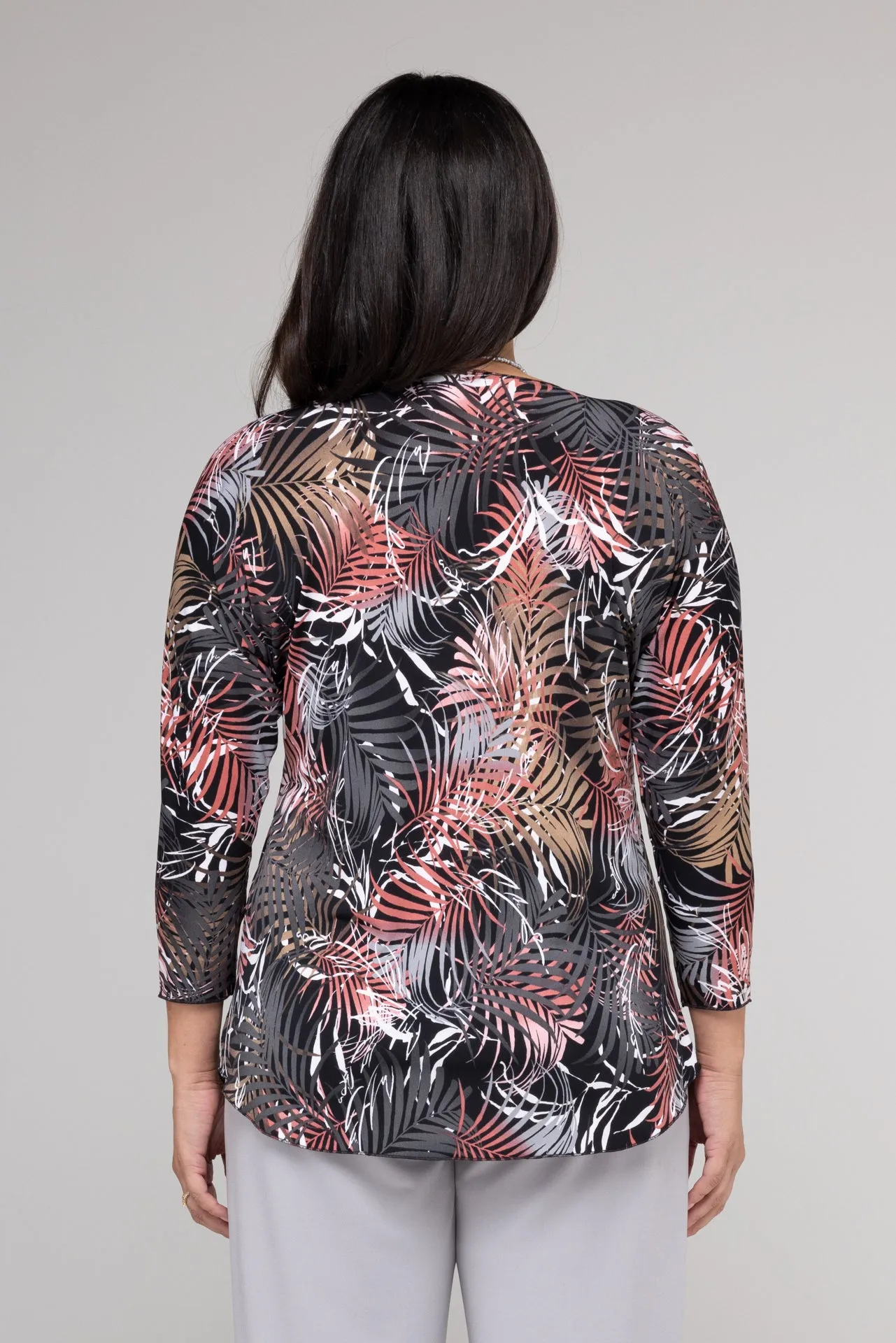 Flamingo Print 3/4 Sleeve Jersey Top