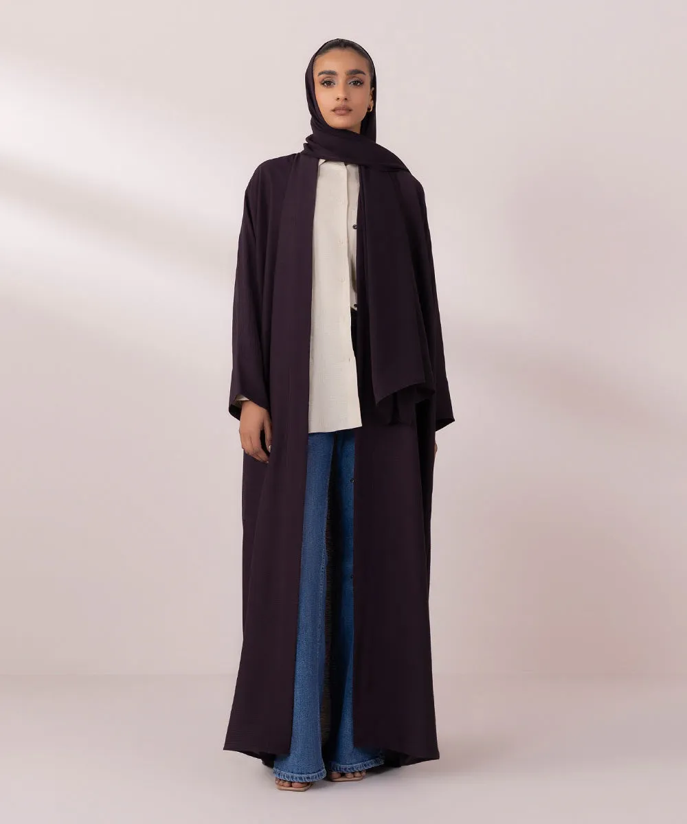 Front Open Crinkle Abaya Set