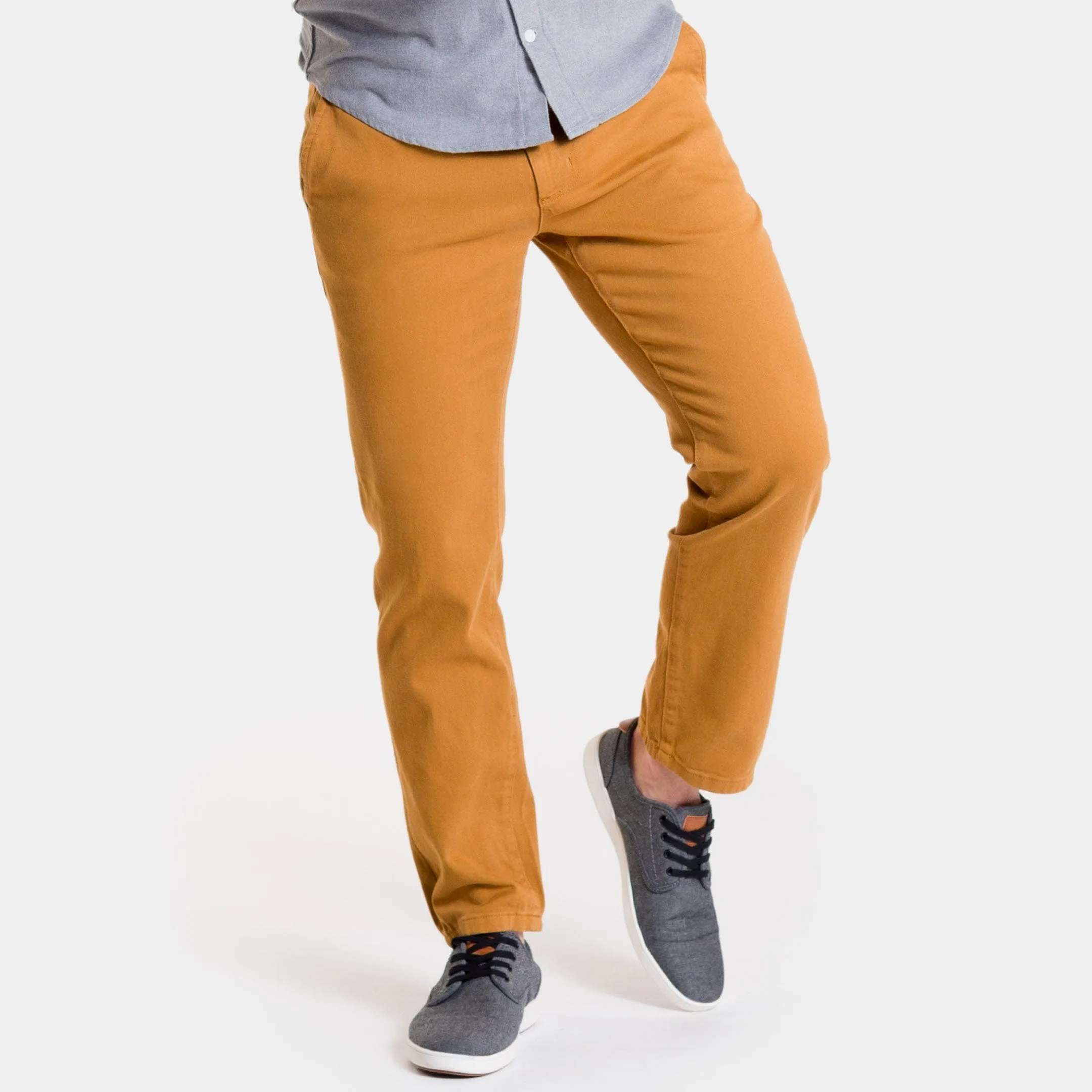 Golden Brown Washed Stretch Chino