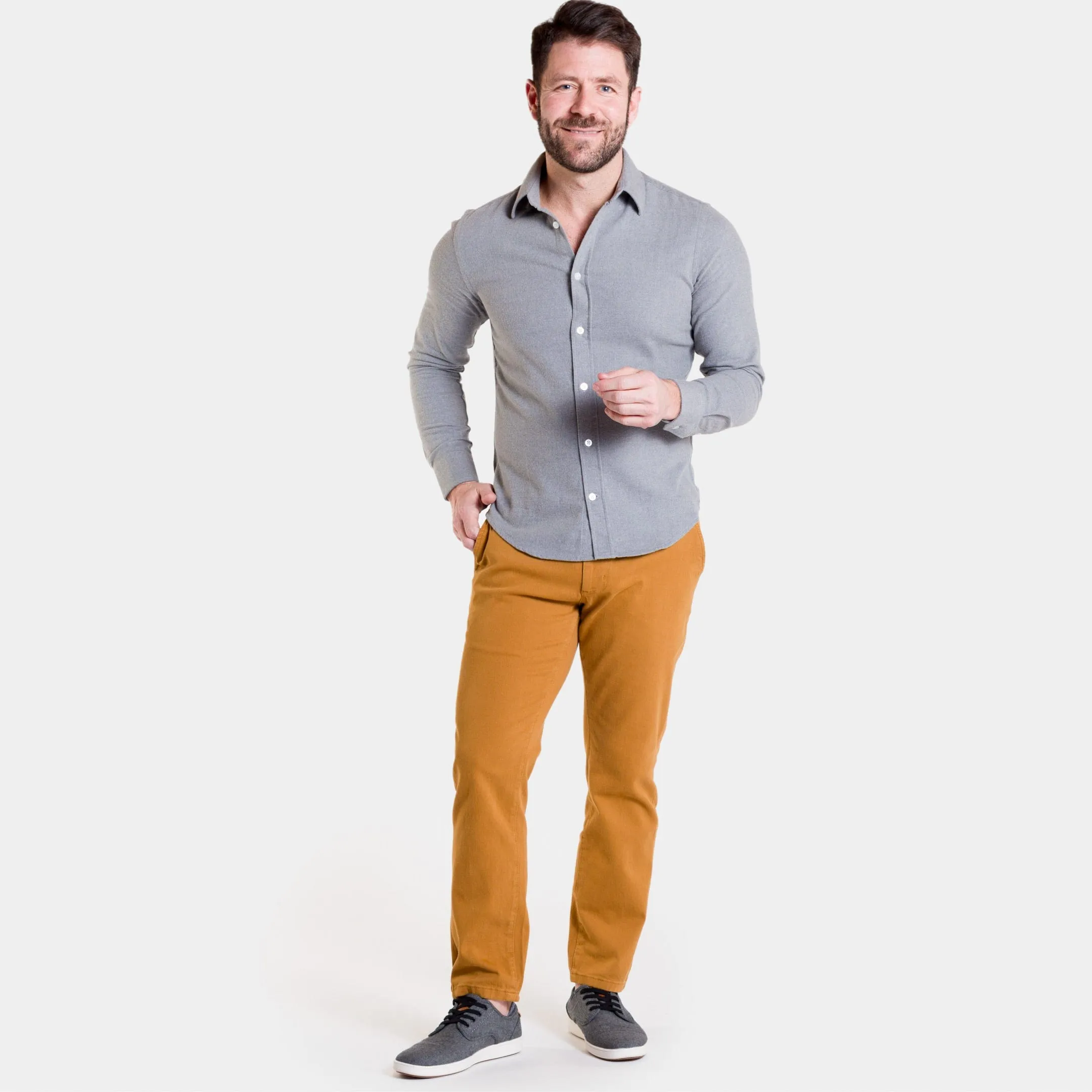 Golden Brown Washed Stretch Chino