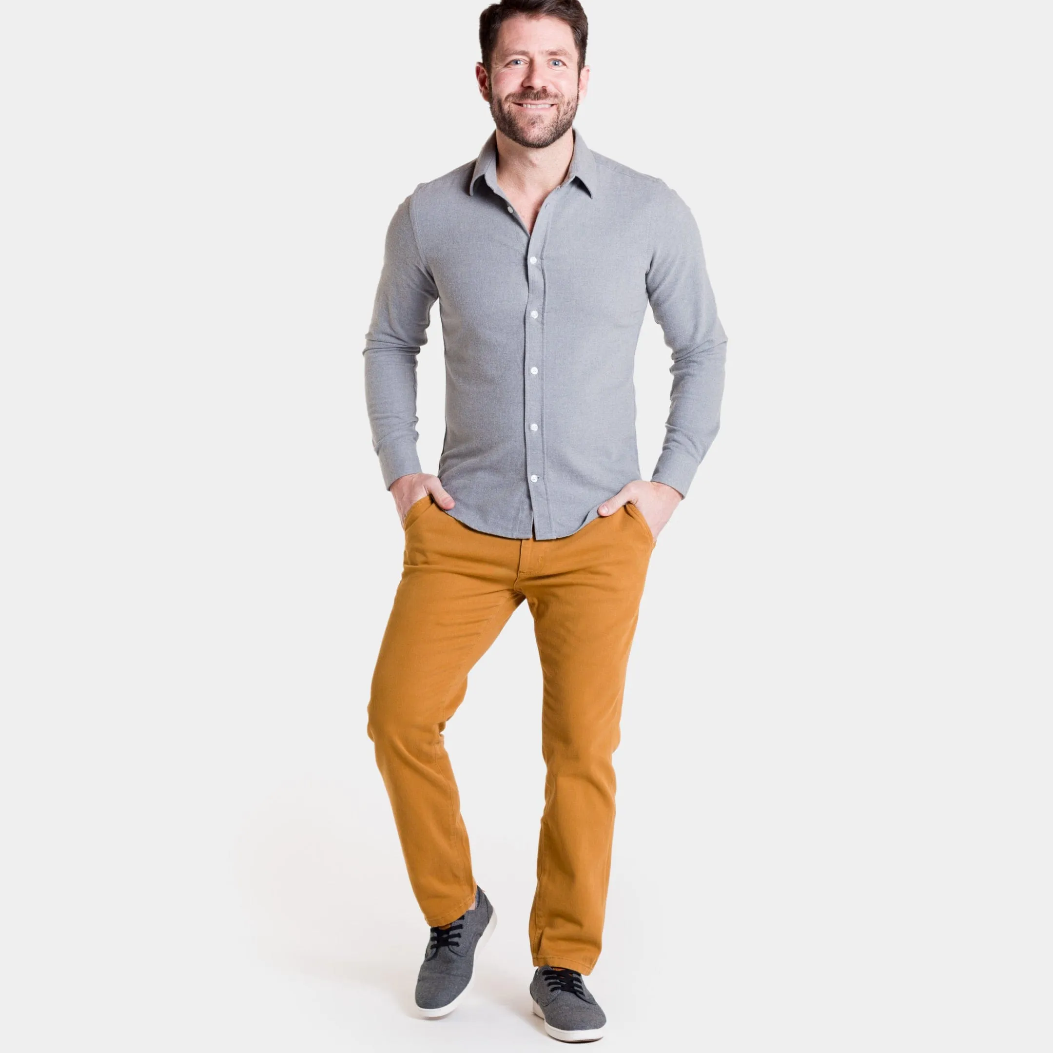 Golden Brown Washed Stretch Chino