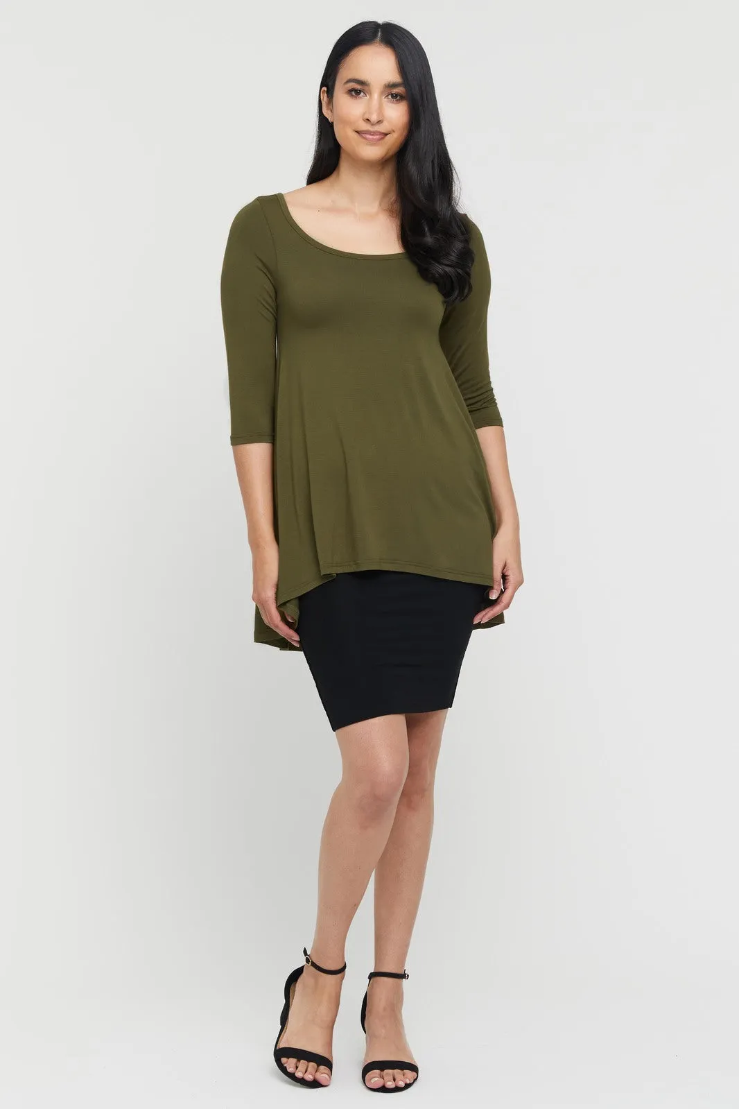 Hi Lo Hem Top - Dark Olive