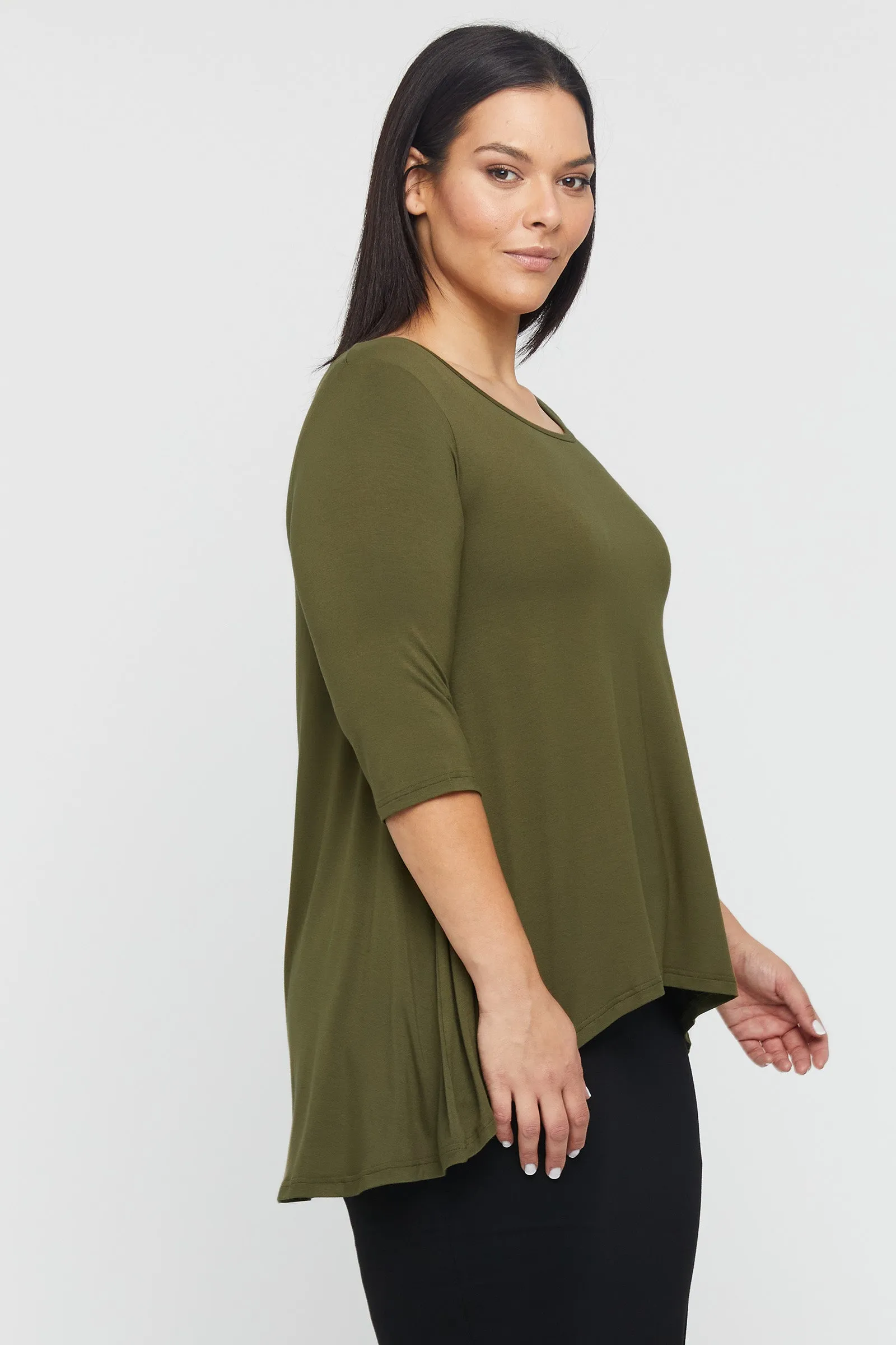 Hi Lo Hem Top - Dark Olive