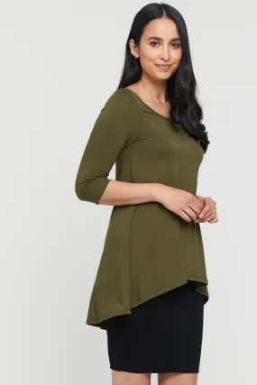 Hi Lo Hem Top - Dark Olive