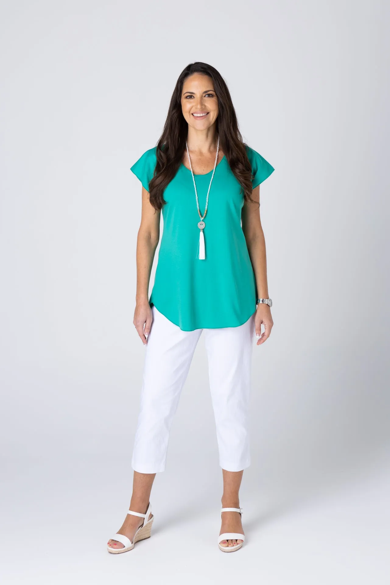 Jade Short Sleeve Cotton Sports Knit Top