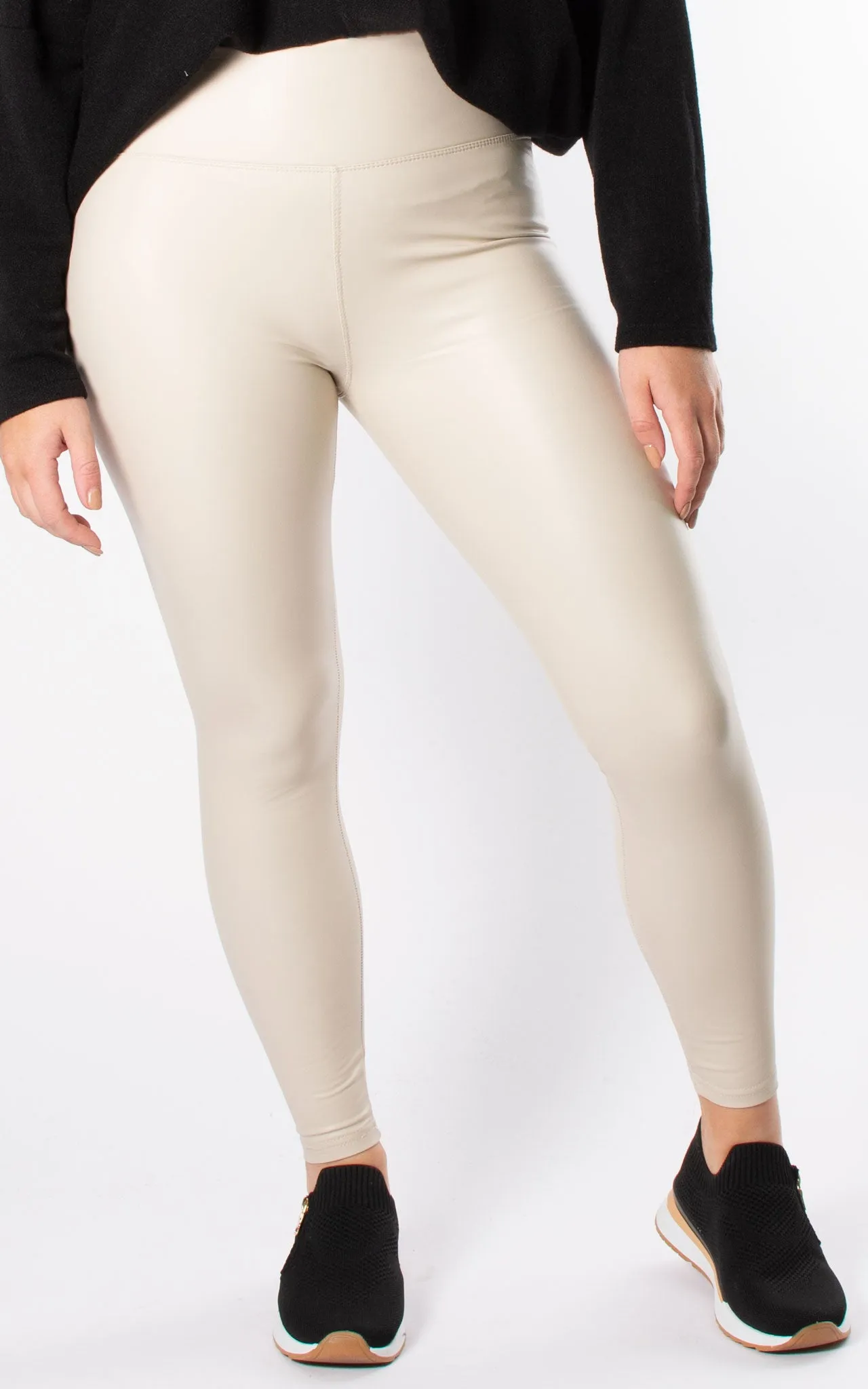 Leggings | Leather Look | Cream