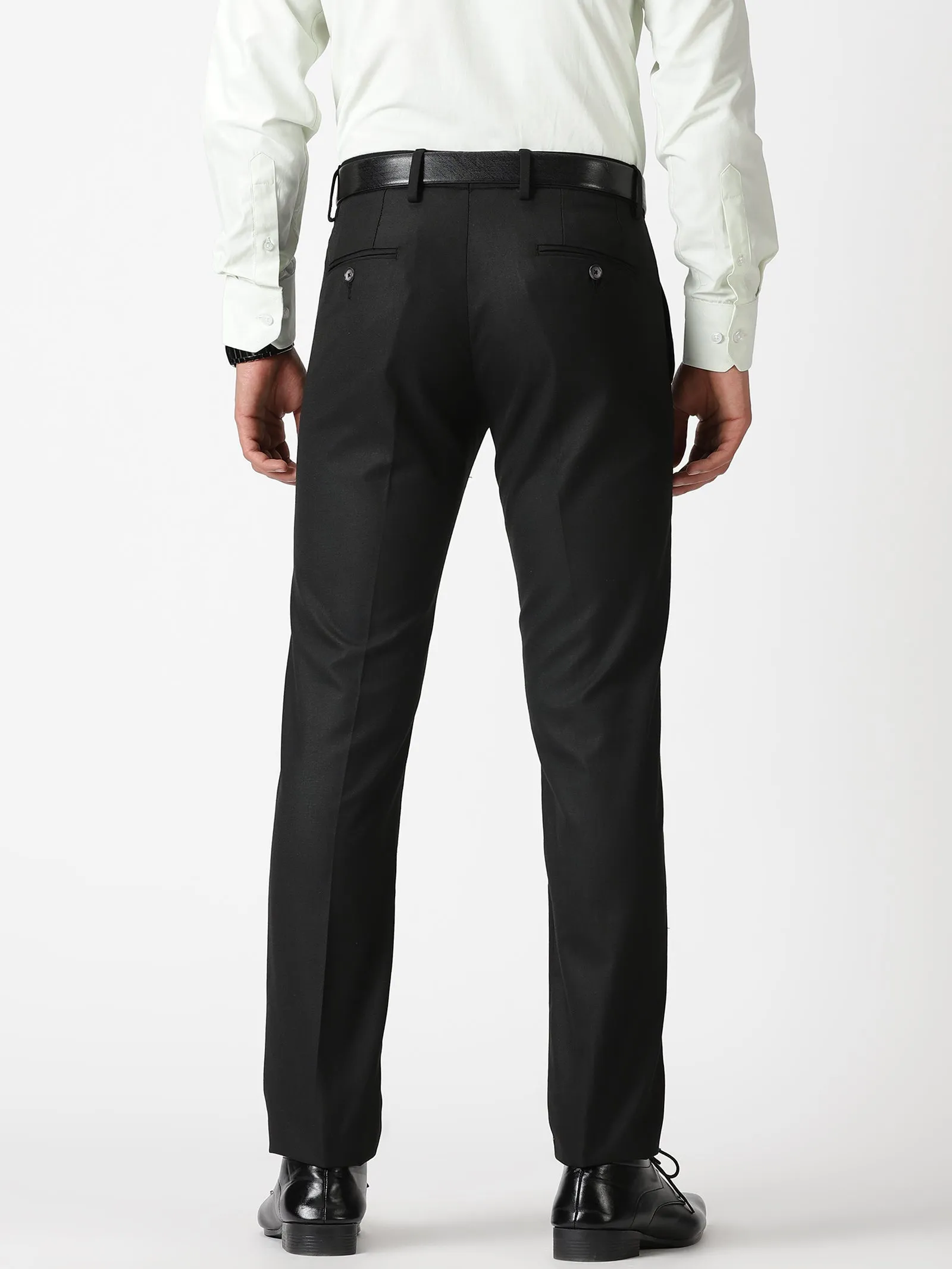 MEN'S BLACK SOLID TAPERED FIT TROUSER