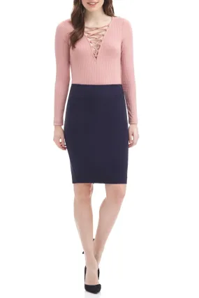 Midi Pencil Skirt with Pull-on Style Design