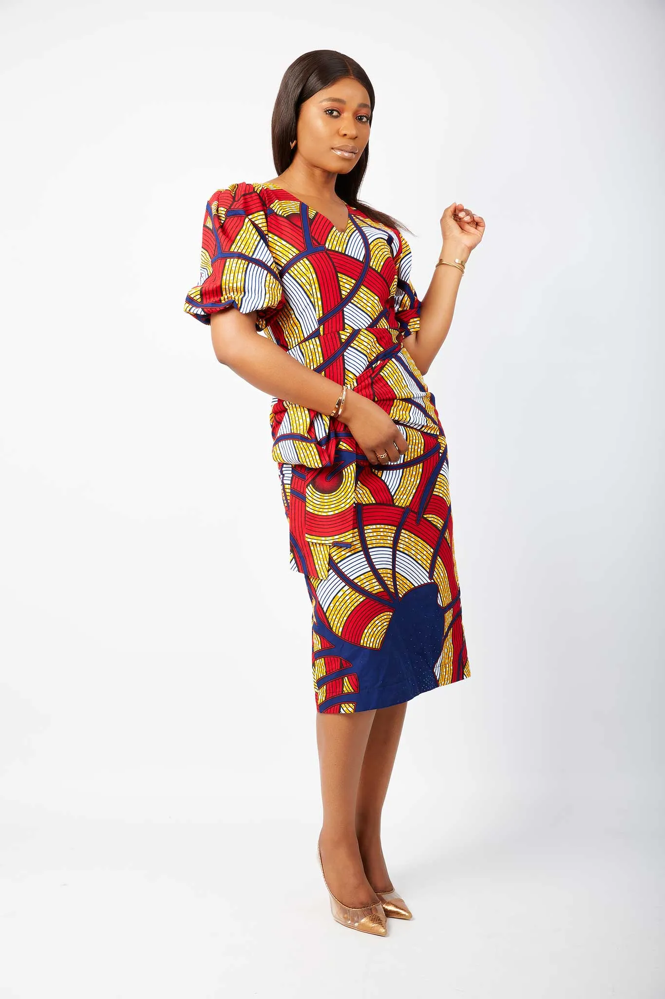 New in African Prints Fitted Midi Dress - Bukola