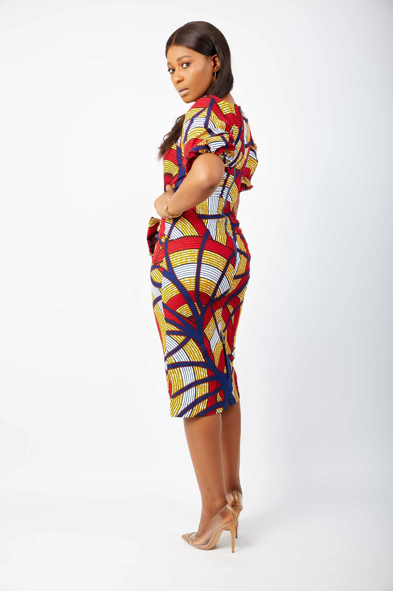 New in African Prints Fitted Midi Dress - Bukola