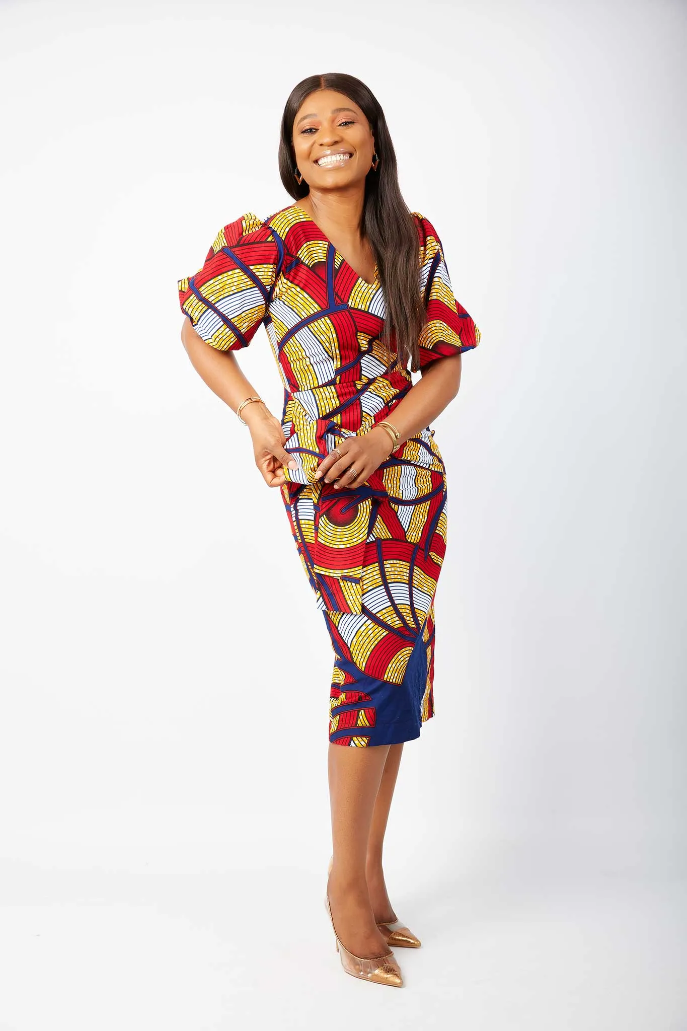 New in African Prints Fitted Midi Dress - Bukola