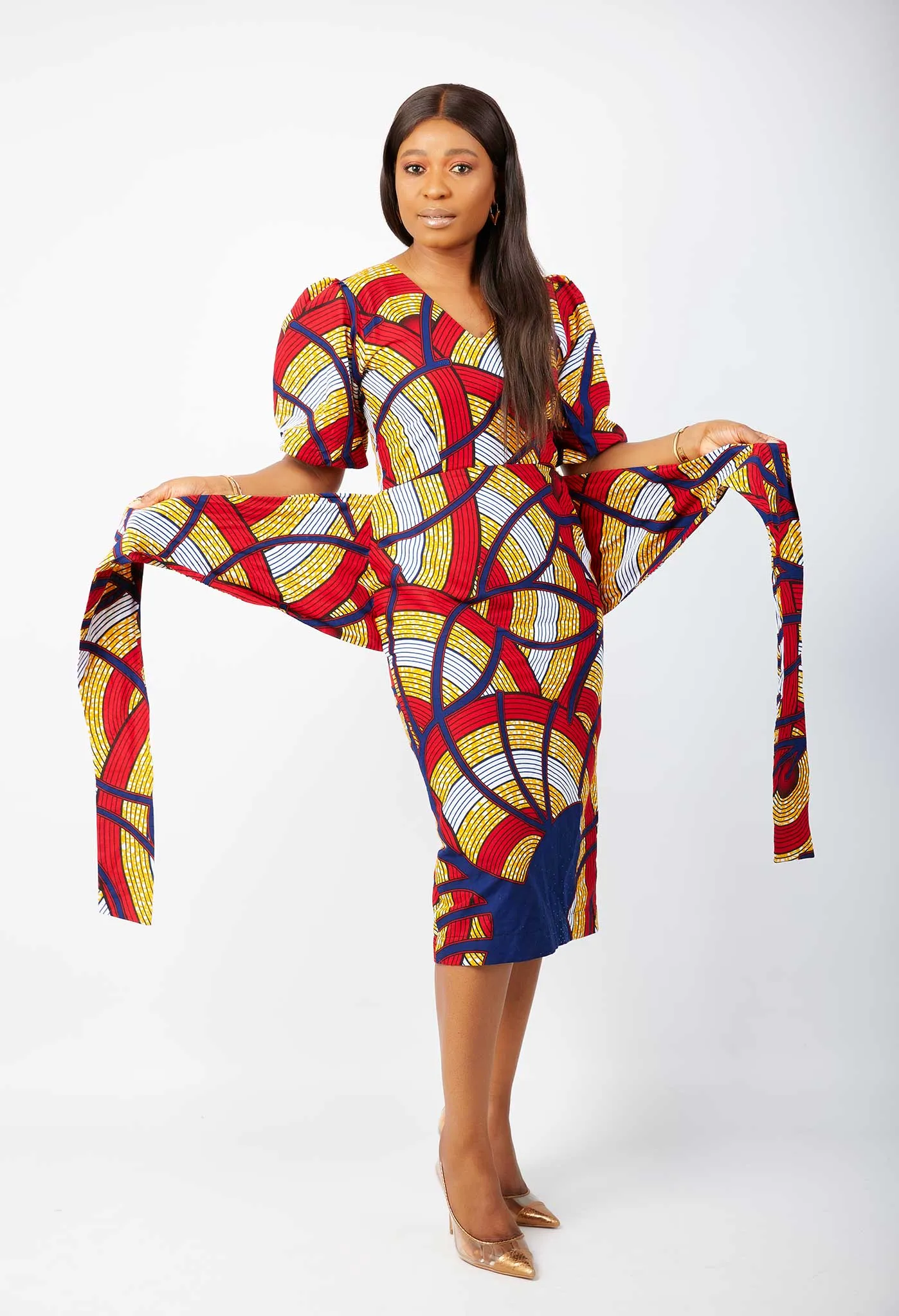 New in African Prints Fitted Midi Dress - Bukola