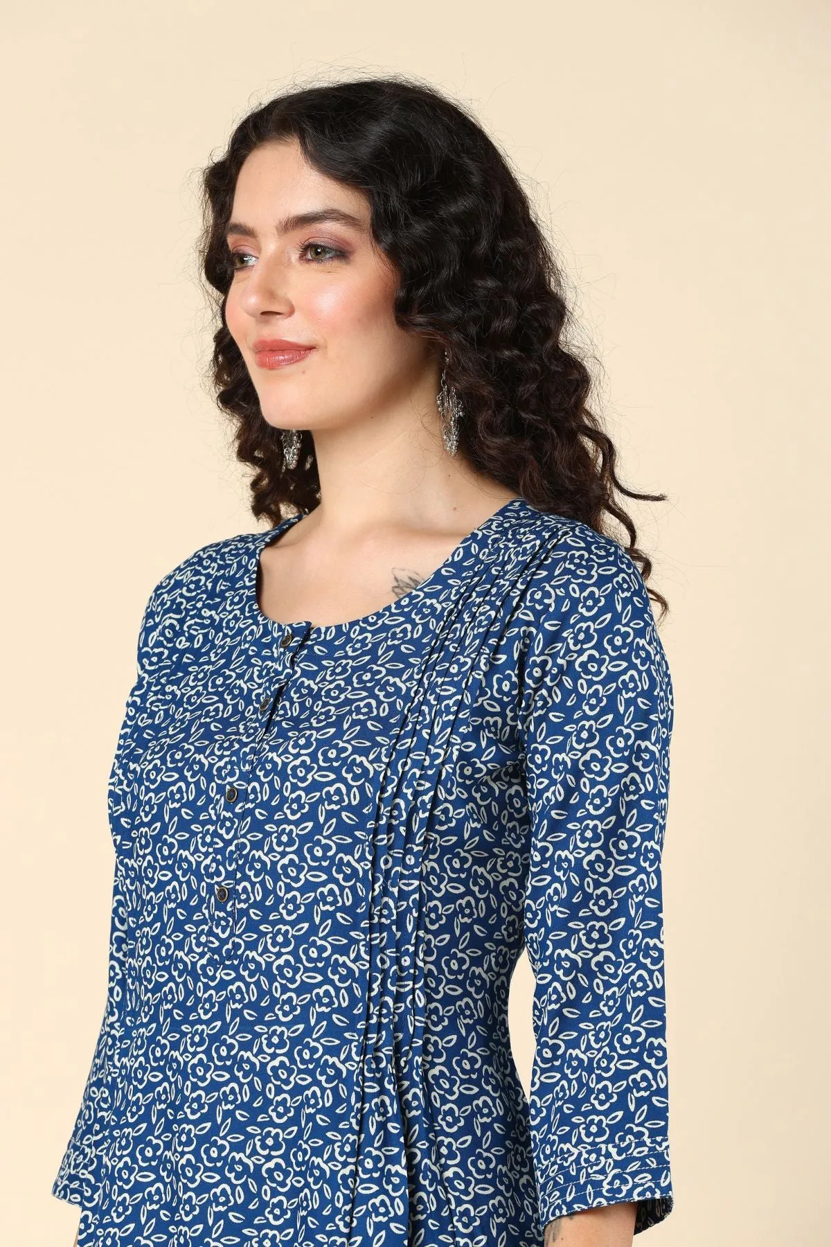 Nile Blue Maternity Short Top with Pocket